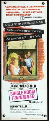 f533 SINGLE ROOM FURNISHED insert movie poster '68 Jayne Mansfield