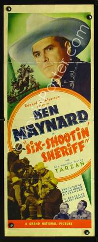 f535 SIX-SHOOTIN' SHERIFF insert movie poster '38 Ken Maynard