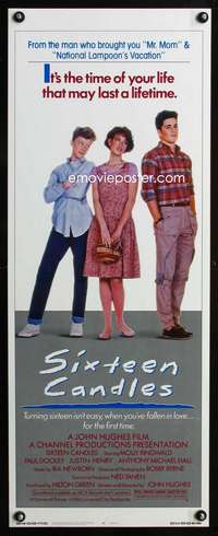 f536 SIXTEEN CANDLES insert movie poster '84 Molly Ringwald, Hughes