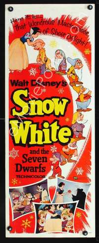 f540 SNOW WHITE & THE SEVEN DWARFS insert movie poster R58 Disney