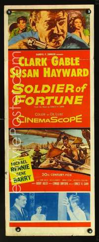 f542 SOLDIER OF FORTUNE insert movie poster '55 Clark Gable, Hayward