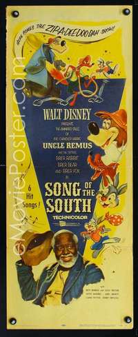 f545 SONG OF THE SOUTH insert movie poster R56 Disney, Uncle Remus