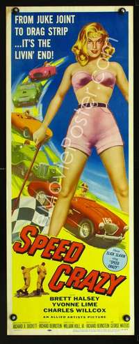 f547 SPEED CRAZY insert movie poster '58 sexiest car racing image!