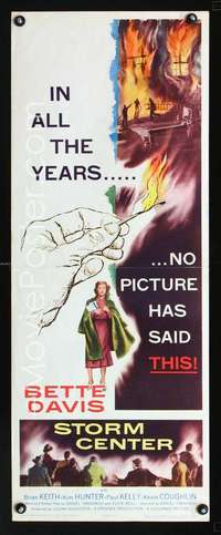 f558 STORM CENTER insert movie poster '56 Bette Davis, Brian Keith
