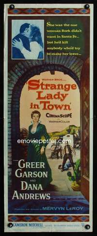 f559 STRANGE LADY IN TOWN insert movie poster '55 Greer Garson