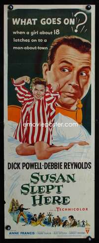 f564 SUSAN SLEPT HERE insert movie poster '54 Debbie Reynolds, Powell