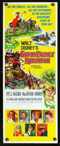 f567 SWISS FAMILY ROBINSON insert movie poster '60 Disney classic!