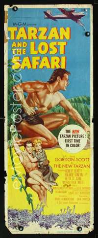 f574 TARZAN & THE LOST SAFARI insert movie poster '57 Gordon Scott