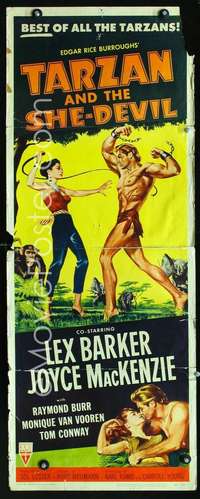 f575 TARZAN & THE SHE-DEVIL insert movie poster '53 Lex Barker