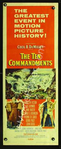 f577 TEN COMMANDMENTS insert movie poster '56 Cecil B. DeMille
