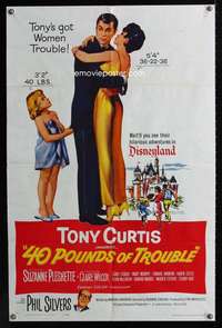 h019 40 POUNDS OF TROUBLE one-sheet movie poster '63 Tony Curtis, Pleshette