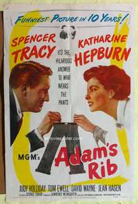 h027 ADAM'S RIB one-sheet movie poster '49 Spencer Tracy, Kate Hepburn