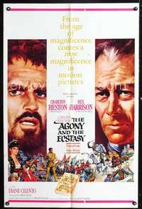 h031 AGONY & THE ECSTASY one-sheet movie poster '65 Charlton Heston