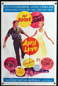 h050 APRIL LOVE one-sheet movie poster '57 Pat Boone, Shirley Jones