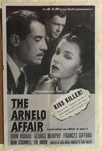 h054 ARNELO AFFAIR one-sheet movie poster '47 Arch Oboler, kiss killer!