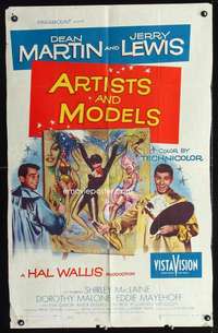 h056 ARTISTS & MODELS one-sheet movie poster '55 Dean Martin, Jerry Lewis