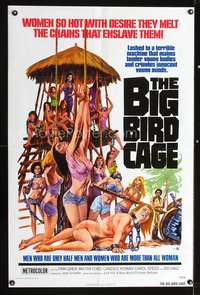 h090 BIG BIRD CAGE one-sheet movie poster '72 classic chained women art!