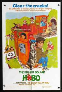 h095 BILLION DOLLAR HOBO one-sheet movie poster '78 Tim Conway, Bo the dog!