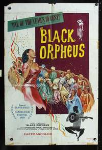 h100 BLACK ORPHEUS one-sheet movie poster '60 Marcel Camus, Orfeu Negro