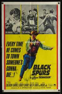 h101 BLACK SPURS one-sheet movie poster '65 Rory Calhoun, Linda Darnell