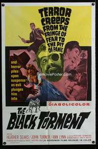 h103 BLACK TORMENT one-sheet movie poster '64terror creeps to pit of panic!