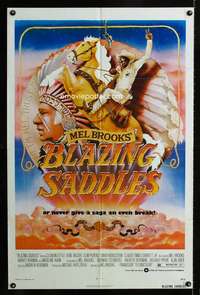 h105 BLAZING SADDLES one-sheet movie poster '74 classic Mel Brooks western!