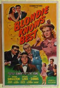 h109 BLONDIE KNOWS BEST one-sheet movie poster '46 Penny Singleton, Lake
