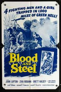 h111 BLOOD & STEEL one-sheet movie poster '59 1,000 miles of green hell!