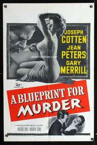 h119 BLUEPRINT FOR MURDER one-sheet movie poster '53 sexiest Jean Peters!