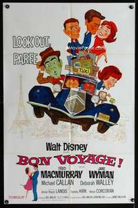 h122 BON VOYAGE one-sheet movie poster '62 Walt Disney, MacMurray, Wyman
