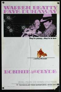 h123 BONNIE & CLYDE one-sheet movie poster '67 Warren Beatty, Faye Dunaway