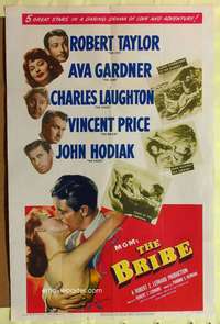h134 BRIBE one-sheet movie poster '49 Robert Taylor, Ava Gardner, Laughton
