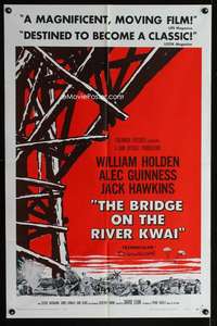 h135 BRIDGE ON THE RIVER KWAI pre-Awards one-sheet movie poster '58 Lean