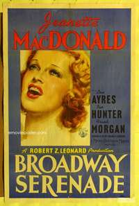 h138 BROADWAY SERENADE style C one-sheet movie poster '39 Jeanette MacDonald