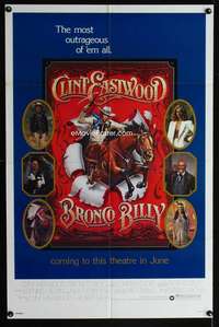 h139 BRONCO BILLY advance one-sheet movie poster '80 art of Clint Eastwood!