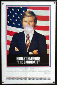 h150 CANDIDATE one-sheet movie poster '72 Robert Redford blowing bubble!