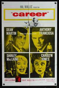 h154 CAREER one-sheet movie poster '59 Dean Martin, Shirley MacLaine