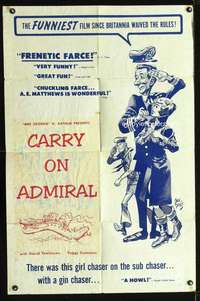h161 CARRY ON ADMIRAL one-sheet movie poster '57 great Jack Davis art!