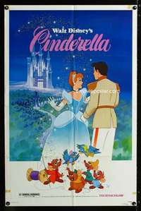 h176 CINDERELLA one-sheet movie poster R81 Walt Disney classic cartoon!
