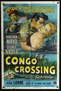 h180 CONGO CROSSING one-sheet movie poster '56 Virginia Mayo, Peter Lorre