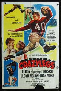 h186 CRAZYLEGS one-sheet movie poster '53 football player Elroy Hirsch!
