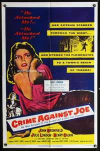 h188 CRIME AGAINST JOE one-sheet movie poster '56 she said he attacked me!