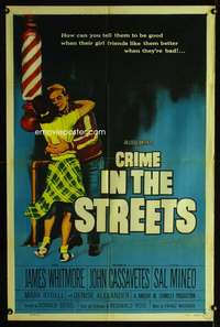 h189 CRIME IN THE STREETS one-sheet movie poster '56 1st John Cassavetes!