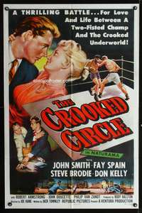 h190 CROOKED CIRCLE one-sheet movie poster '57 cool boxing film noir!