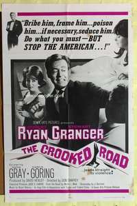 h191 CROOKED ROAD one-sheet movie poster '65 Robert Ryan, Stewart Granger