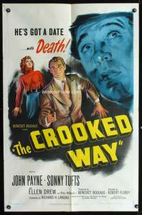 h192 CROOKED WAY one-sheet movie poster '49 John Payne has a date w/death!