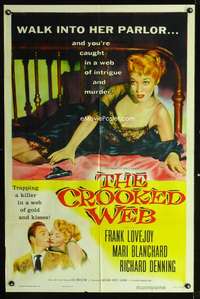 h193 CROOKED WEB one-sheet movie poster '55 art of sexy bad girl w/gun!