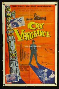 h199 CRY VENGEANCE one-sheet movie poster '55 Mark Stevens, film noir!