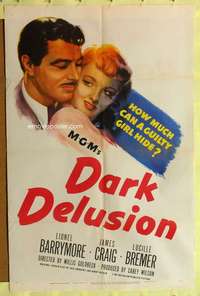h208 DARK DELUSION one-sheet movie poster '47 Lionel Barrymore, Bremer