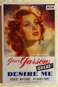 h216 DESIRE ME one-sheet movie poster '47 best art of pretty Greer Garson!